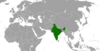 Location map for India and Lebanon.