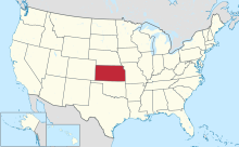 A map showing the location of the U.S. State of Kansas.