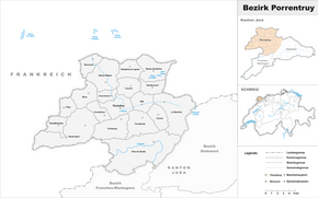 Karte von Bezirk Pruntrut (frz.: District de Porrentruy)