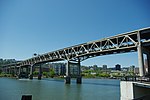 Gray steel bridge