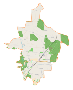 Mapa konturowa gminy Rogów, po prawej znajduje się punkt z opisem „Przyłęk Duży”