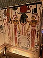 Nefertari praising the Seven Hathors (left), Nephthys and Isis with Banebdjedet (right), first annex room