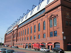 De Bill Struthhoofdtribune op Ibrox, het stadion van Rangers Football Club.