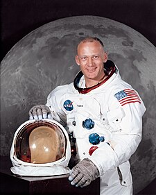 Buzz Aldrin fyrir Apollo 11 ferðina.