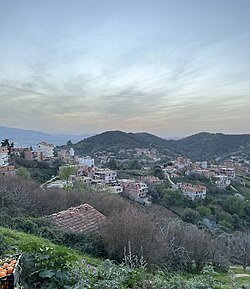 Azouza village at sunset. Chabet el Ameur is in the background at the left.