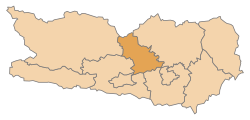 Lage des Bezirks Bezirk Feldkirchen im Bundesland Kärnten (anklickbare Karte)
