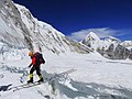 Lightweight aluminum ladder used in the Khumbu Icefall