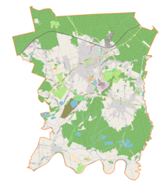 Mapa konturowa gminy Libiąż, po prawej znajduje się punkt z opisem „Żarki”