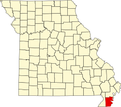 Karte von Pemiscot County innerhalb von Missouri