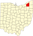 Map of Ohio highlighting Geauga County