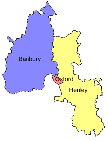 Map of parliamentary constituencies in Oxfordshire 1918–1950