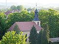 Johanneskapelle, vom nördlichen Steilhang aus fotografiert. Rechts unten im Anschnitt das Paul-Gerhardt-Haus