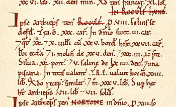 The entry for Reculver in Domesday Book