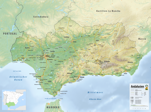 Reliefkarte Andalusien