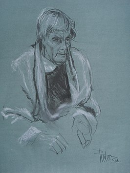 Van de Hulst in 2003 (tekening Pieter Adriaans)