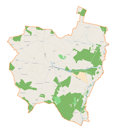 Mapa konturowa gminy Wielgomłyny, po prawej nieco na dole znajduje się punkt z opisem „Krzętów”