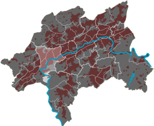 Lage des Quartiers Buchenhofen im Stadtbezirk Elberfeld-West