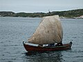 Geitbåtfæring med asymmetrisk råsegl.