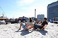 Sandy beaches on the inner harbour front.