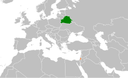 Map indicating locations of Belarus and Palestine