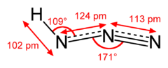 Structuurformule van waterstofazide