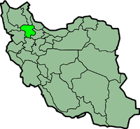 Map of Iran with ज़ंजन highlighted.