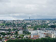 A picture of the city of Trondheim, Norway, overlooking a majority of the town.