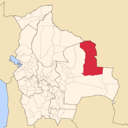 Location of the José Miguel de Velasco Province within Bolivia