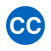 Rundes Liniensignet mit den weißen Großbuchstaben CC in blau gefülltem Kreis vor neutralem Hintergrund