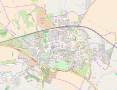 Mapa konturowa Chojnowa, u góry znajduje się punkt z opisem „Chojnów”