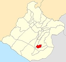 Map showing district Calana, Tacna, Peru.