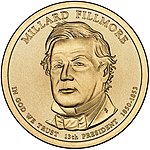 Sketch of the obverse side of Millard Fillmore's presidential dollar coin