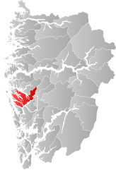 Lage der Kommune in der Provinz Vestland