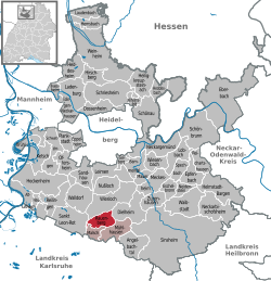 Elhelyezkedése Baden-Württemberg térképén