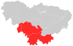 Location of Yongding District within Zhangjiajie.