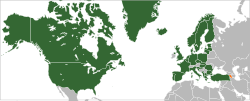 Map indicating locations of NATO and Armenia