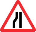 Road narrows on left