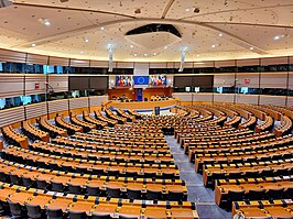 het halfrond van het Europees Parlement in de Leopoldruimte te Brussel