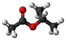 Ball-and-stick model of the isopropyl acetate molecule