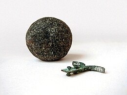 Diorite ball and copper "hook" found in the Great Pyramid of Giza