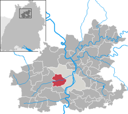 Elhelyezkedése Baden-Württemberg térképén