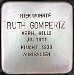 Stolperstein für Ruth Gompertz (Uerdinger Straße 412)