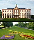 Västra fasaden av Tullgarns slott och parken.