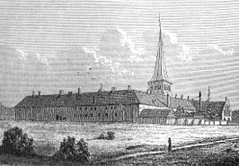 Tekening van het klooster Antvorskov in 1749.