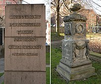 Denkmal und Grabstein im Von-Alten-Garten in Hannover-Linden