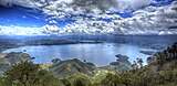 Lugu Lake on the border of Yunnan and Sichuan provinces, China. Taken from Lion Mountain
