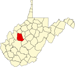 Karte von Roane County innerhalb von West Virginia