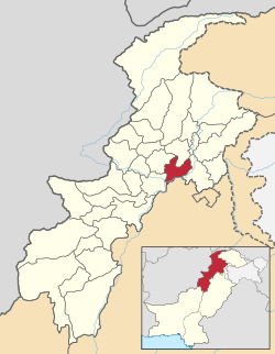 Karte von Pakistan, Position von Distrikt Swabi hervorgehoben