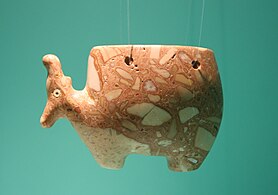 Zoomorphic breccia vessel, c. 3000 BC