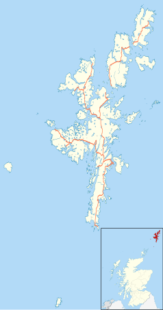 Mapa konturowa Szetlandów, na dole znajduje się punkt z opisem „LSI”